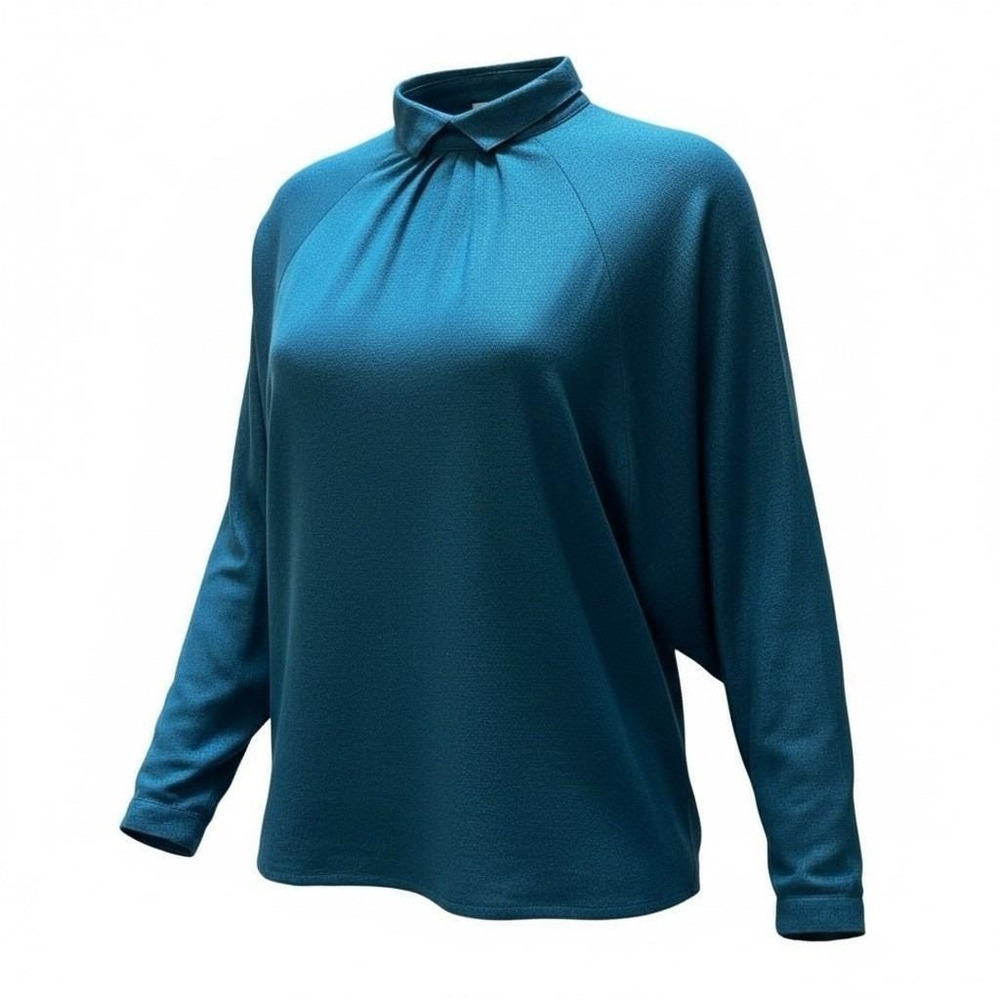 Robert Haik Blouse Women 36/4 Teal Batwing Vintage 80's Minimalist Old Money